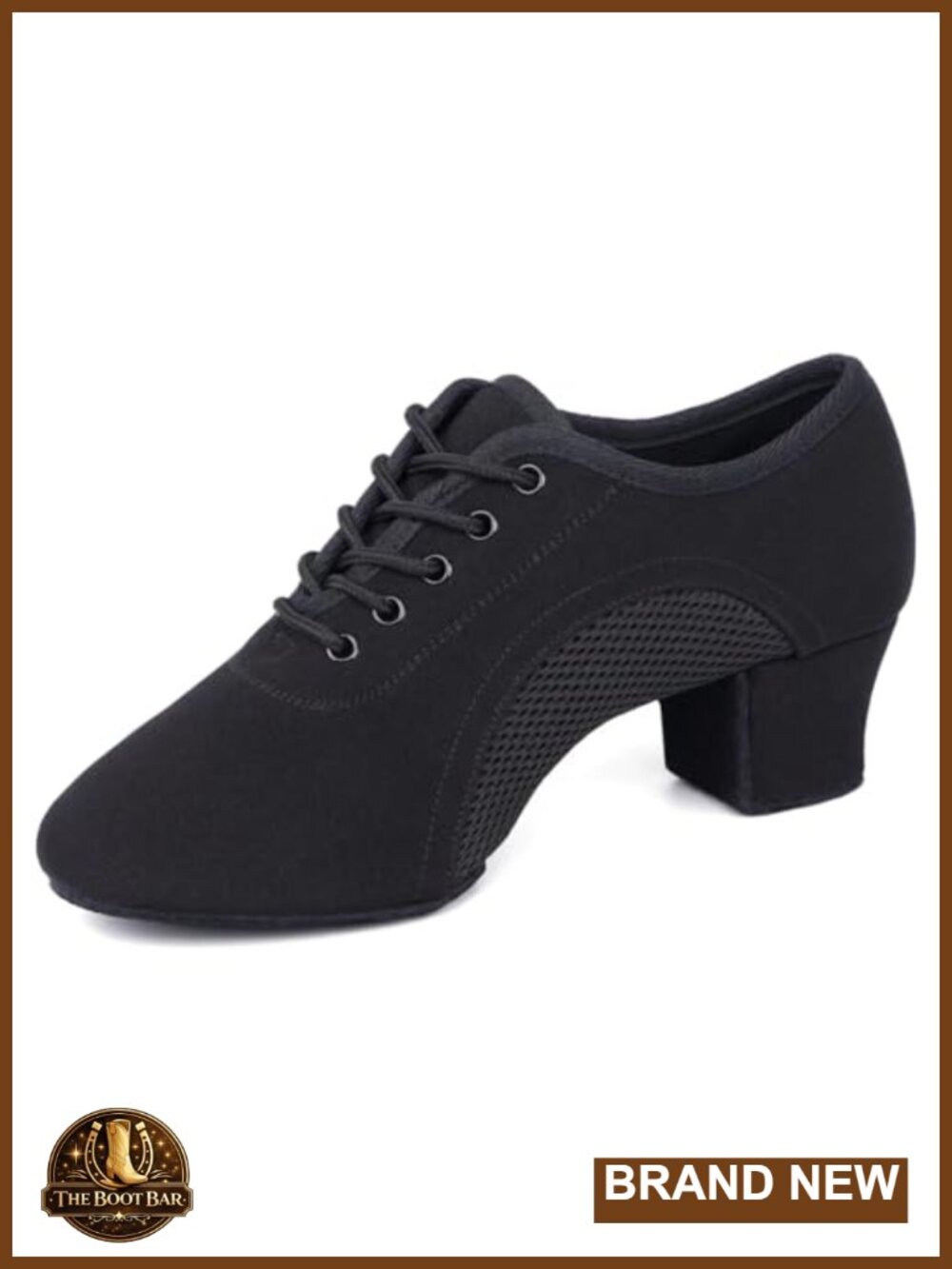 Latin Dance Shoes Split-Sole Lace-Up Block Heel Suede Sole Breathable